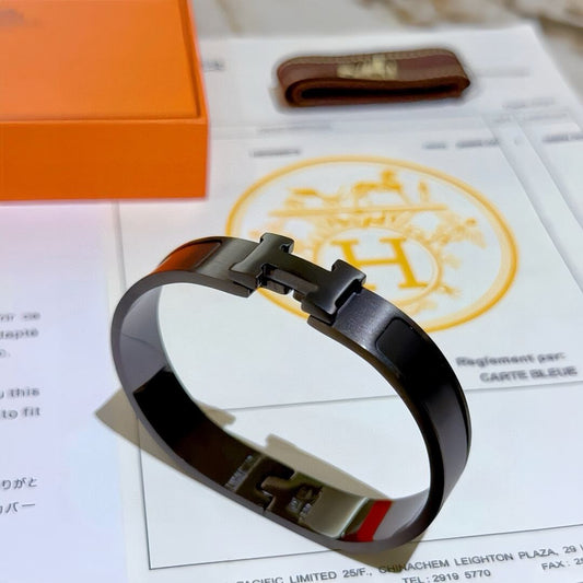 Black H Initial Bangle