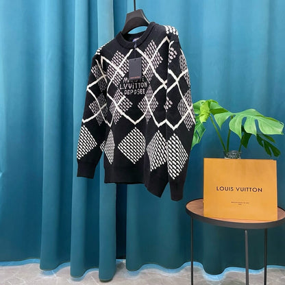 Plaid Design Knit Sweater