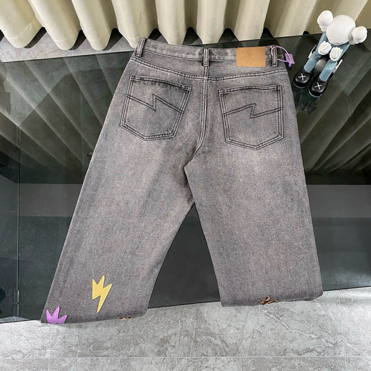 Colorful Patchwork Leather Jeans