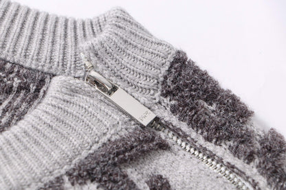 3D Jacquard Zippe Sweater
