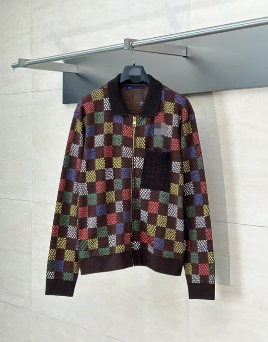 Retro Checkered Knit Jacket