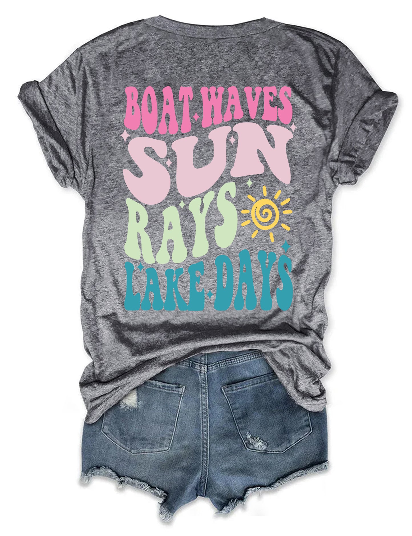 Boat Waves Sun Rays Lake Days T-shirt