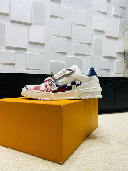 Red and Blue Plaid Sneakers