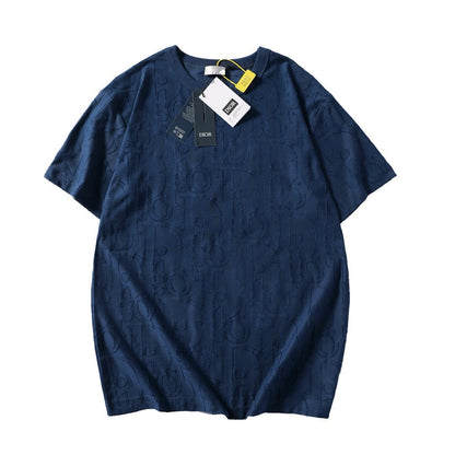 Embossed Jacquard Crew Neck T-Shirt