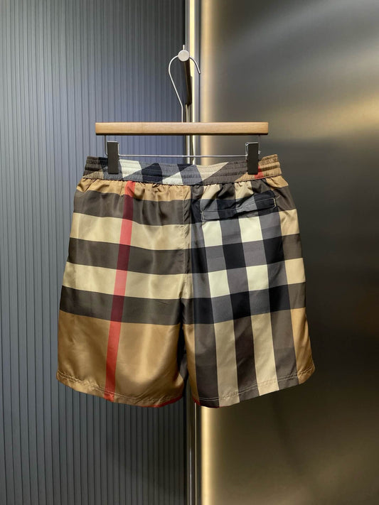Plaid Drawstring Swim Shorts