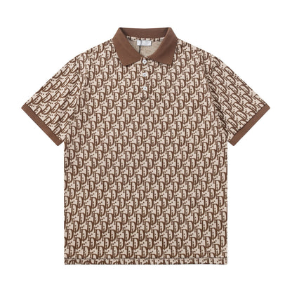 All-Over Jacquard Letter Polo Shirt