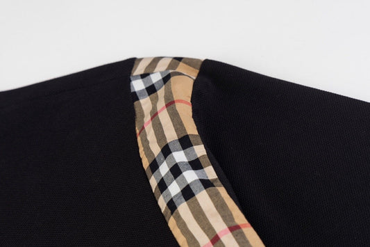 Brown Stripe Stitching Polo T Shirt