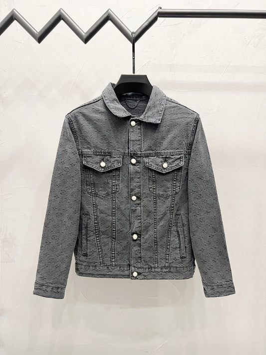 Jacquard Woven Letter Jean Jacket