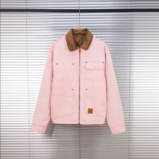 Pink Deer-Texture Brown Collar Jacket