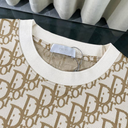 2025 New Beige Jacquard All-Over Print T-shirt