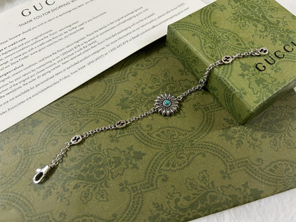 Vintage Turquoise Sunflower Bracelet