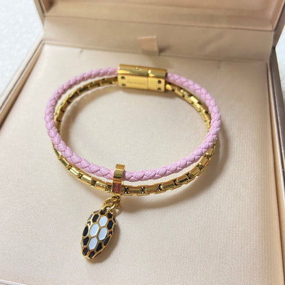 Trendy Snakehead Genuine Leather Braided Bracelet