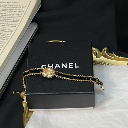Classic Camellia Black & Gold Bracelet
