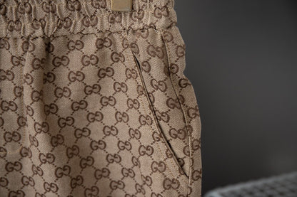 Brown All-Over Print Shorts