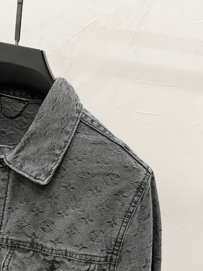Jacquard Woven Letter Jean Jacket