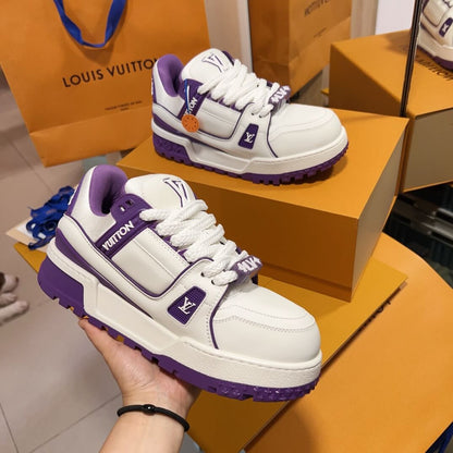 Trendy Purple Leather Sneakers