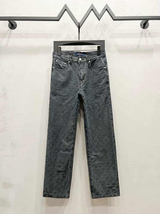 Jacquard Letter Denim Jeans