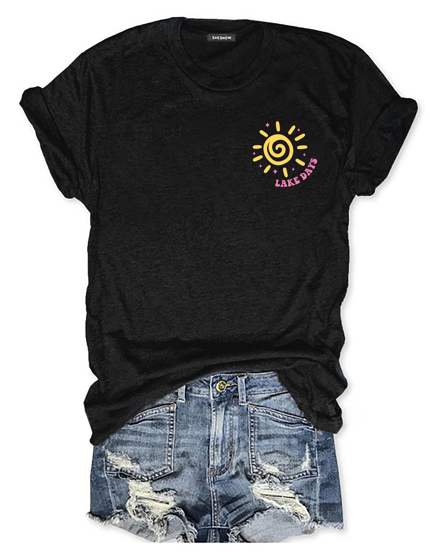 Boat Waves Sun Rays Lake Days T-shirt
